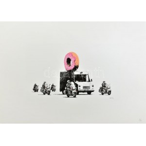 Banksy: Donut. Ofszet litográfia, papír, jelzett a nyomaton, POW Printmaking szárazpecséttel Grafiart - Aviomar UK...