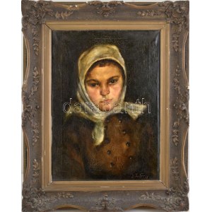 Bihari Sándor (1855-1906): Lányka. Olaj, vászon. Jelezve jobbra lent. Dekoratív fakeretben...