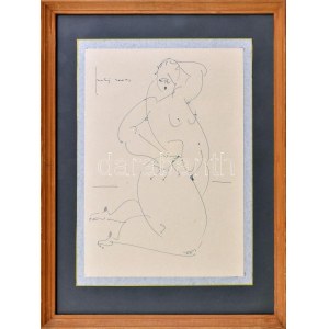 Bodonyi Ferenc (1931-2019): Női akt. Tus, papír, jelzett, üvegezett fakeretben, 29×20,5 cm