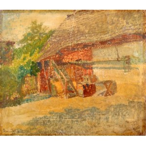 Boemm Ritta (1868-1948): Udvar, 1910 körül. Akvarell, karton. Jelezve balra lent...