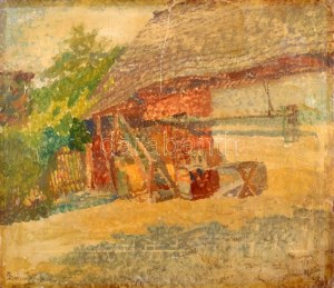 Boemm Ritta (1868-1948): Udvar, 1910 körül. Akvarell, karton. Jelezve balra lent...