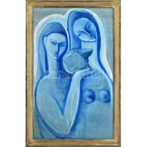 Darmó Éva (1980-): Szent és profán. Olaj, rétegelt falemez, jelzett a hátoldalán, fakeretben, 80x50 cm...