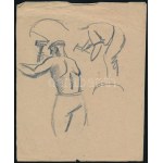 Deli Antal (1886-1960): Vázlatok. Ceruza, papír, . Jelzett 18x22 cm