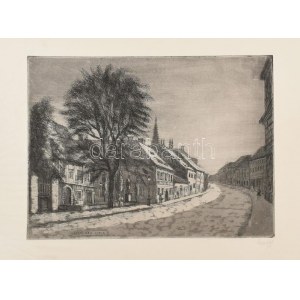 Élesdy István (1912-1987): Országház utca. Rézkarc, papír, jelzett, 29×39 cm