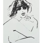 Gyémánt László (1935-): Ülő női akt. Szitanyomat, papír, jelzett, művészpéldány E.A./Ex. jelzéssel. Lapméret: 49x65 cm ...