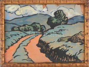 Kádár Béla (1877-1956): Táj. Akvarell, papír, jelzés nélkül, hátoldalán a Művészház 1912...