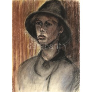 Nagy Lajos (1956-): Kalapos hölgy. Pasztell, papír, jelzés nélkül. 57x42,5 cm