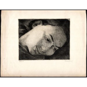 Pohárnok Zoltán (1905-1976): Fekvő. Rézkarc, papír, jelzett. Lap széle kissé sérült, apró foltokkal...