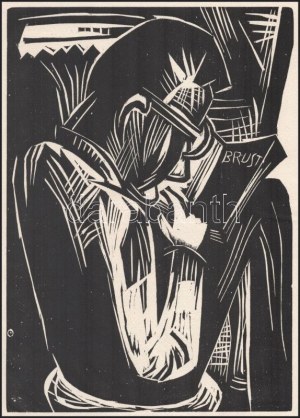 Karl Schmidt-Rottluff (1884-1976): Alfred Brust portréja. Fametszet, papír, jelzés nélkül, megjelent a Genius folyóirat...