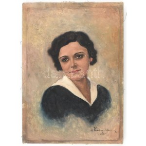 Vadász Delacroix Géza (1884-?): Női portré. Olaj, vászon, jelzett. 35,5x25 cm