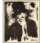 Vaszary János (1867-1939): Kalapos portréja. Ofszet, papír, jelzett a nyomaton. Lapszéli apró sérülésekkel...