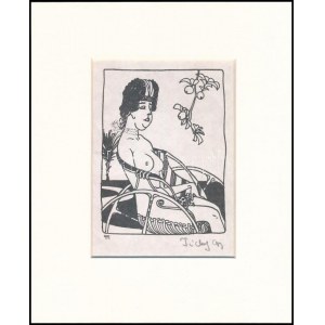 Tichy Gyula (1879-1920): Akt, nyomat utólagos jelzéssel, paszpartuban, 12×8 cm