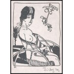 Tichy Gyula (1879-1920): Akt, nyomat utólagos jelzéssel, paszpartuban, 12×8 cm