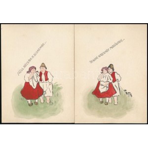 KAE jelzéssel 8 db grafika Akvarell, papír. cca 1900 Nagybánya. 19x14 cm