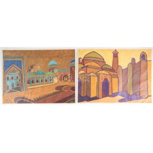 Baczkó jelzéssel: 4 db pasztell, papír, grafika 50x50 cm-ig