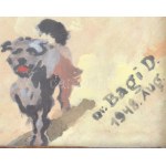Bagi D. jelzéssel: Pásztor kutyákkal. Akvarell, papír. Üvegezett fakeretben. 21x34 cm