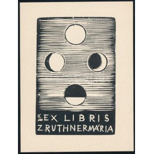 Borsos Miklós (1906-1990): Ex libris Ruthner Mária, fametszet, papír, jelzett, 7,5×5 cm
