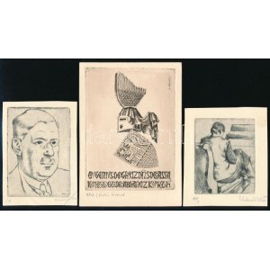 Pohárnok Zoltán (1905-1976): össz. 6 db kisméretű grafika, közte egy nemesi címeres. Rézkarc, papír...