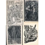 10 db vegyes grafika (linómetszet, ex libris, meghívó, stb.), 16x11 cm körül