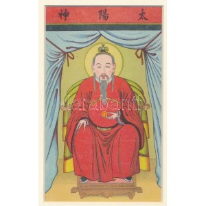 1911 Kínai metszet litho nyomata Tai-Yong King 11x19 cm Paszpartuban