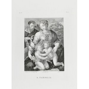 Cca. 1840. Silvani: S. Famiglia. Rézmetszet, papír. Ázási nyomokkal. 27x20 cm
