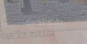 Ludwig Rohbock (1820-1883) - Franz Hablitschek (1824-1867): Graz főtere. Színezett acélmetszet, papír...