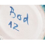 Bod Éva: Retró, kék váza, minimális hajszálrepedéssel, jelzett, m: 22 cm