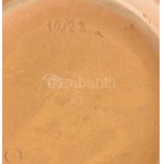 Népi tányér. Mázas kerámia, kézzel festett, jelzett, hibátlan d: 22 cm
