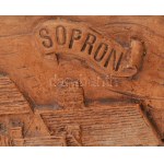 Steinbach jelzéssel: Soproni városkép. Fali kerámia, Kis kopásokkal, 34x26 cm