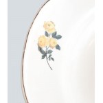 Ungvár virágmintás sültes tál, kézzel festett porcelán, 19, sz. második fele, korának megfelelő kopásokkal...