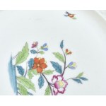 6 db Herendi virágmintás háncsnyomott tányér, 1946. Kézzel festett, jelzett, minimális kopással, d: 22...