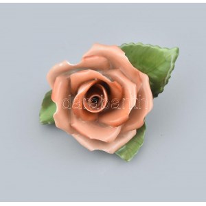 Herendi rózsa, kézzel festett porcelán, jelzett, apró lepattanásokkal, 9x7,5cm