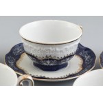 Zsolnay Pompadour mintás teás csésze 6 db, teljes, kézzel festett, jelzett, kopásnyomokkal.
