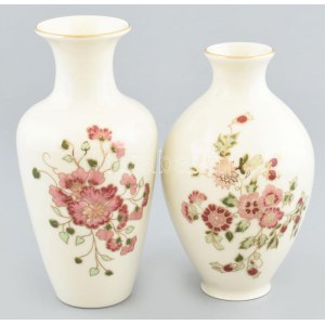 2 db Zsolnay porcelán váza. Kézzel festett, jelzett, hibátlan. 15 cm, 17 cm