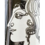 Hollóházi Szász Endre által tervezett mintával díszített porcelán váza. Matricás, jelzett, kis lepattanás a talpán, m...