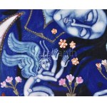 Stefániay Edit (1936 - ): Égben lebegő csarnok. 2008. Tűzzománc. Kis sérüléssel. 60x110cm