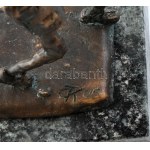 D. Tóth Károly: Sárkányeregető. Patinázott öntött bronz, jelzett, m: 37 cm