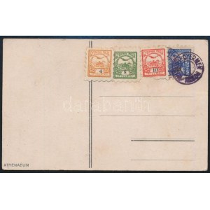 cca 1918 Használatlan gyermekposta képeslap mini bélyegekkel