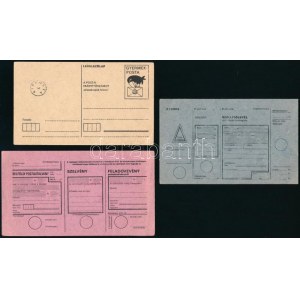 Gyermekposta 3 db használatlan nyomtatvány, benne levelezőlap, feladólevél és feladóvevény