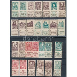 ~1910 Hősök, vértanúk, várak, paloták 27 db fogazott bélyeg, 2 db stecklapon
