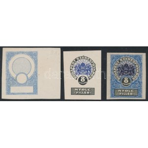 1927 Budapest Székesfőváros 8f 3 db fázisnyomat / fiscal stamp 3 phase print