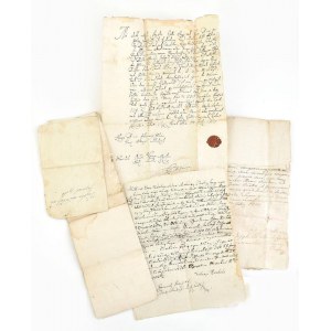 cca 1750-1850 Régi szerződések, okmányok, levelek viaszpecséttel 6 db