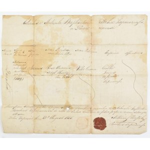 1855 Kapuvár, anyakönyvi kivonat viaszpecséttel, foltos, kissé sérült