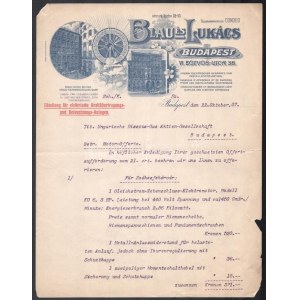 1907 Blau és Lukács cég fejléces levele, német nyelven, szakadt