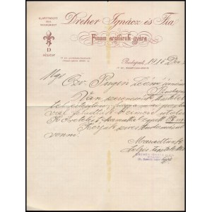 1915 Dreher Ignác és Fia fejléces acéláruk gyára fejléces levélpapírjára írt levél