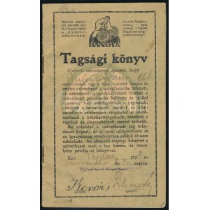 1922 Hangya szövetkezet tagsági könyv