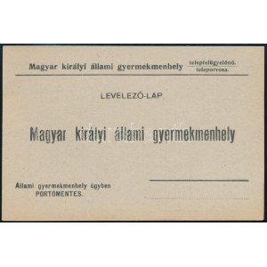 cca 1930 M. kir. állami gyermekmenhely levelezőlap, kitöltetlen