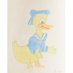 cca 1962-64 Emlékkönyv bejegyzésekkel, néhány rajzzal, többek közt Disney figurákról.