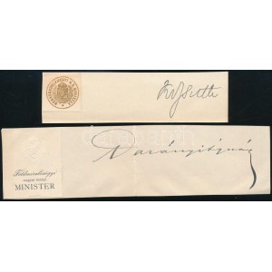cca 1900 Darányi Ignác és Kossuth Ferenc miniszerek autográf aláírásai kivágásokon