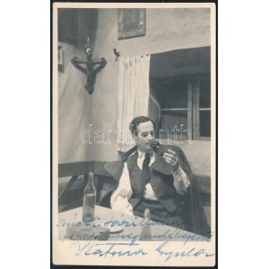 Katona Gyula, a berlini Staatsoper művészének autográf sorai a róla készült 1949-es fotón